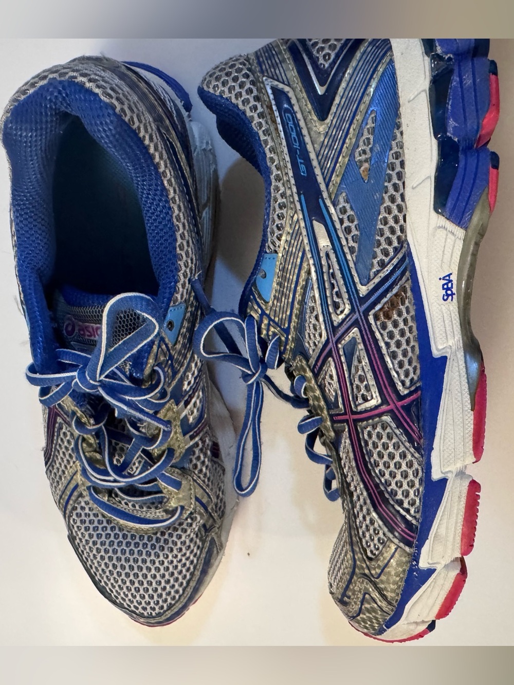 Asics Women's Blue and Pink Mesh Running Shoes